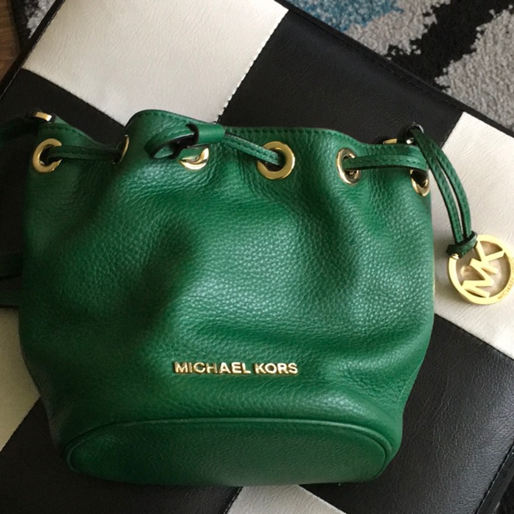 Michael Kors Jules green leather drawstring